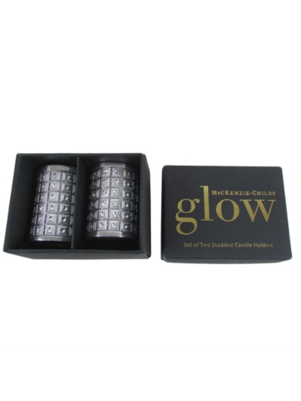 MacKenzie-Childs NIB (Old Stock) RARE GLOW Silver Studded Candle Holders